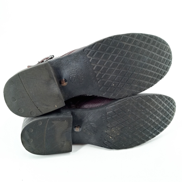 Vince‎ Camuto Combat Boots Tanowie Burgundy Studded - Picture 7 of 8